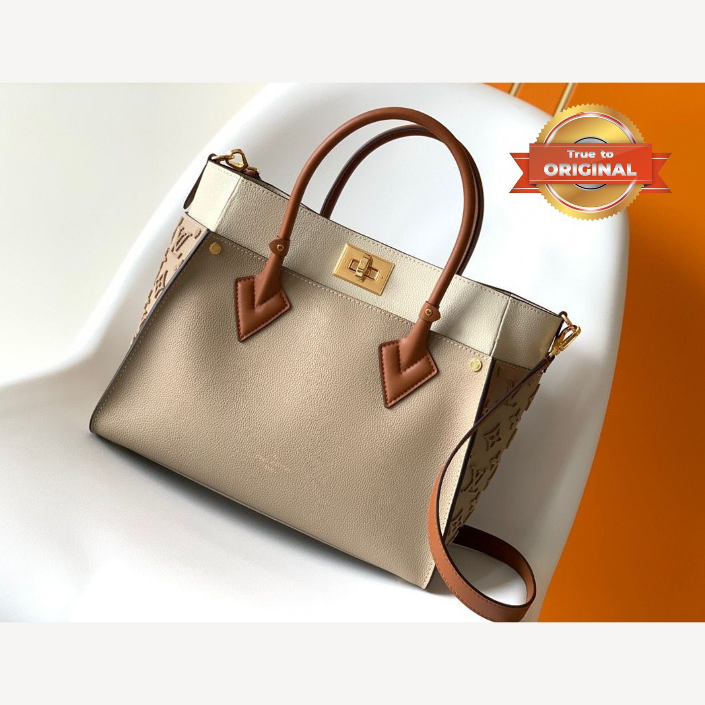 [True-to-ORIGINAL] Louis Vuitton On My Side MM Tote Bag Grey For Women 12in/31cm